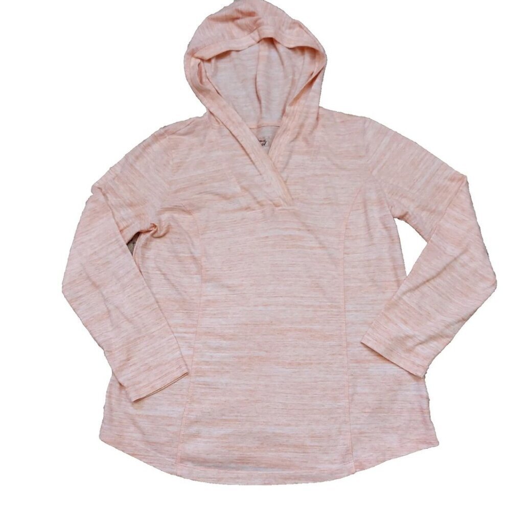 Style & Co. Sport Hoodie Shirt Size PM Peach Orange Heather Long Sleeve Athletic
